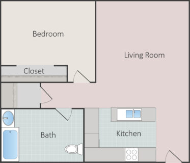 1 Bed / 1 Bath / 672 sq ft / Deposit: $500 / Rent: $865